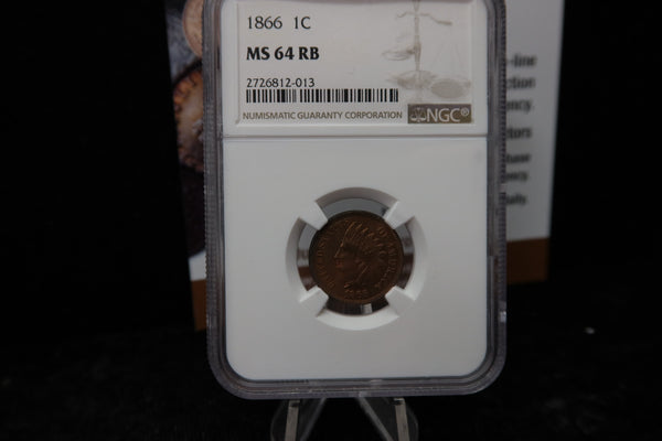 1866 Indian Head Small Cent. NGC Graded MS64 RB. Store # 08494