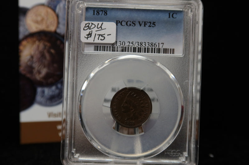 1878 Indian Head Small Cent. PCGS Graded VF25. Store