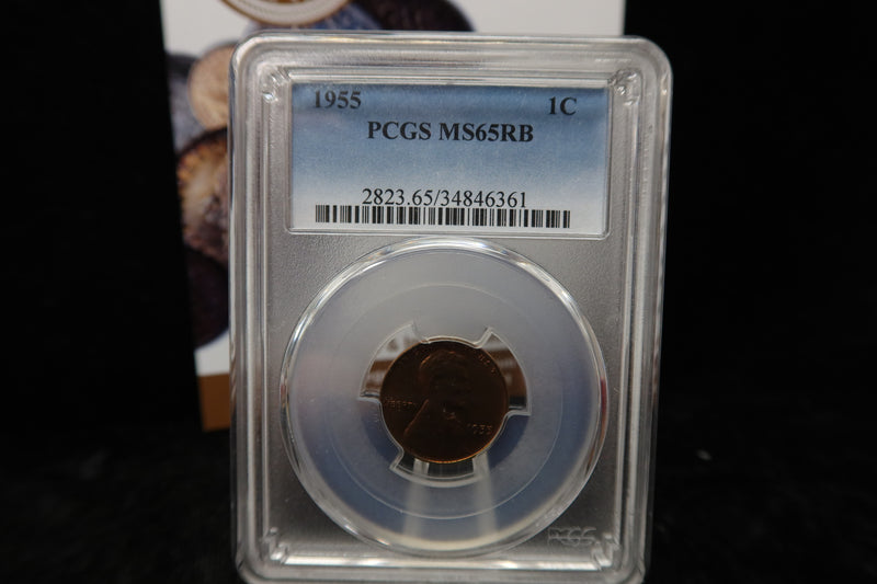 1955 Lincoln Wheat Cent. PCGS Graded MS65 RB. Store