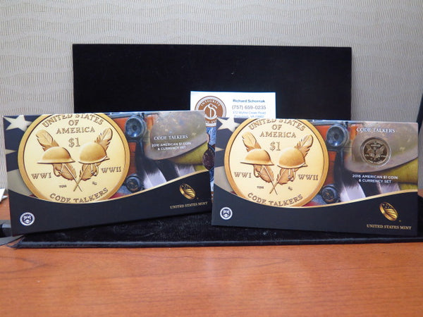 2016 Codetalkers American $1 Coin and Currency Set. Store # 12364