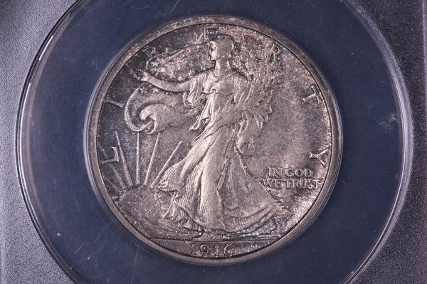 1916-D Walking Liberty Half Dollar. Choice Strike. ANACS MS-62. Store #04497