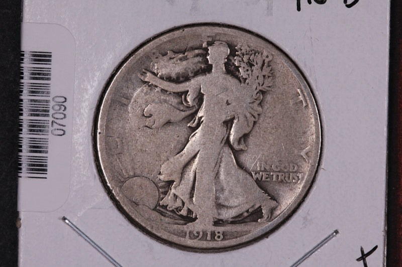 1918-D Walking Liberty Half Dollar.  Circulated Condition. Store