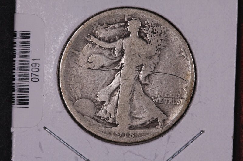 1918-D Walking Liberty Half Dollar.  Circulated Condition. Store