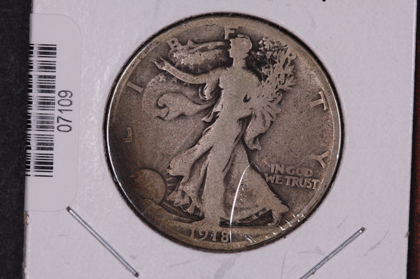 1918-S Walking Liberty Half Dollar.  Circulated Condition. Store #07109