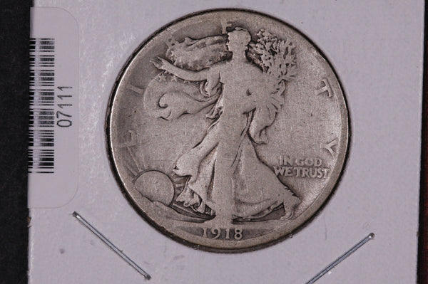 1918-S Walking Liberty Half Dollar.  Circulated Condition. Store #07111