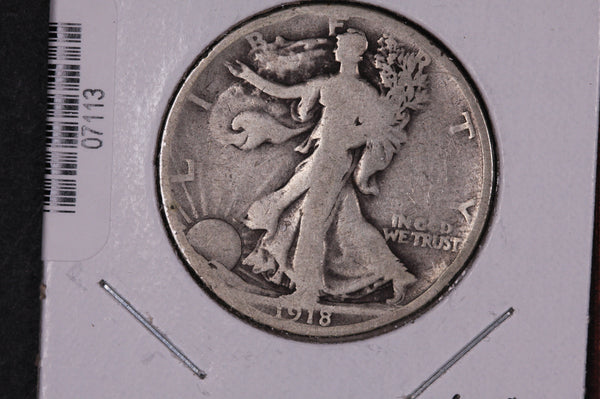 1918-S Walking Liberty Half Dollar.  Circulated Condition. Store #07113