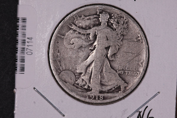 1918-S Walking Liberty Half Dollar.  Circulated Condition. Store #07114