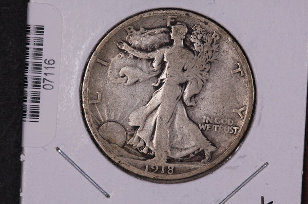 1918-S Walking Liberty Half Dollar.  Circulated Condition. Store #07116