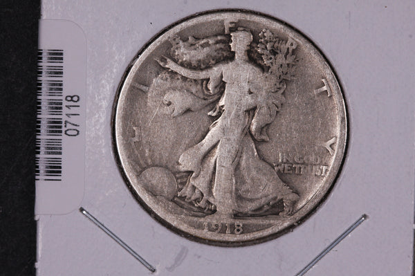 1918-S Walking Liberty Half Dollar.  Circulated Condition. Store #07118