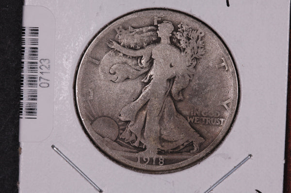 1918-S Walking Liberty Half Dollar.  Circulated Condition. Store #07123