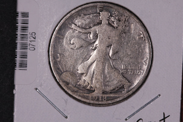 1918-S Walking Liberty Half Dollar.  Circulated Condition. Store #07125