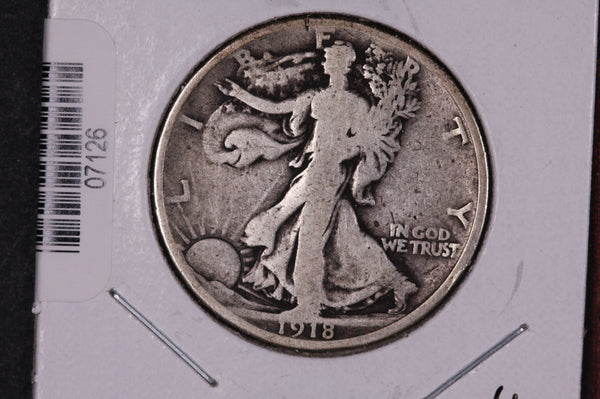 1918-S Walking Liberty Half Dollar.  Circulated Condition. Store #07126