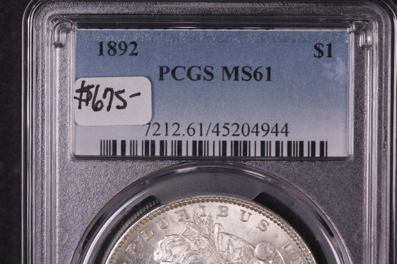 1892 Morgan Silver Dollar, Gem Eye Appeal, PCGS MS61, Store